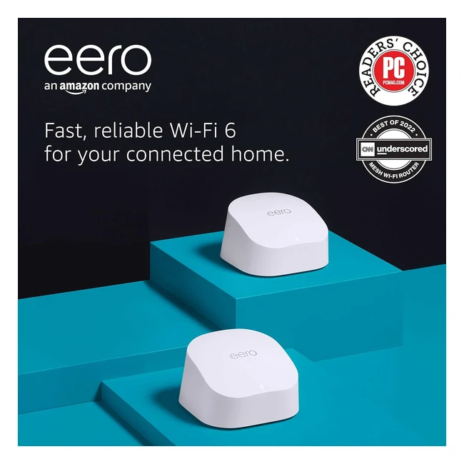 Amazon eero 6 Mesh WiFi Router 500 Mbps Ethernet - 2 Pack 2021 Release