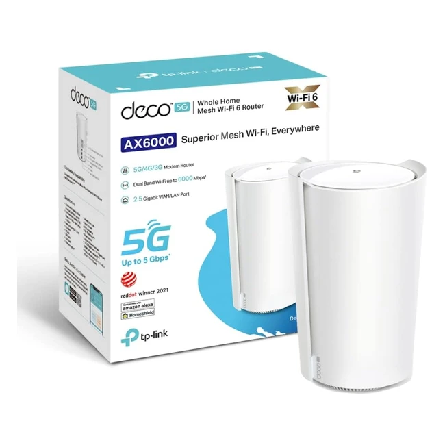 TPLink Deco X805G AX6000 Whole Home WiFi 6 Add On Single Unit - Boosts Download 