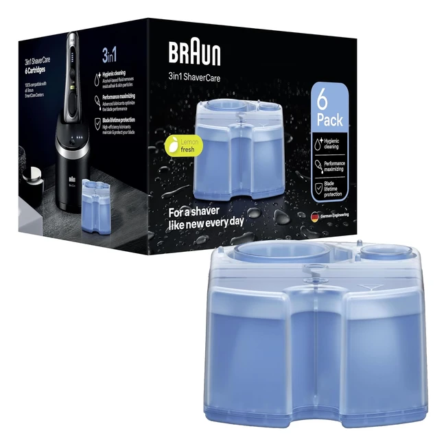 Braun 3in1 ShaverCare Refill Cartridges 6 Pack - Hygienic Cleaning  Maximum Per