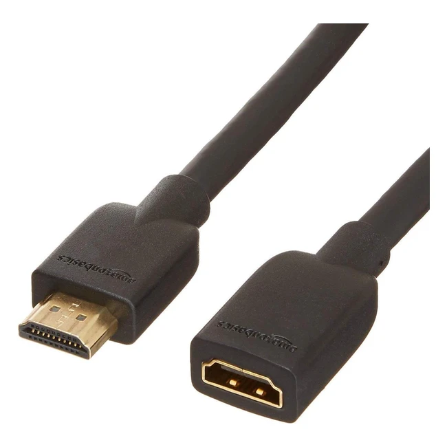 Amazon Basics HDMI Extension Cable 18m 6ft Male to Female Highspeed Black