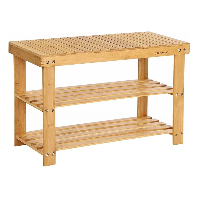 Songmics 3-Tier Bamboo Shoe Bench Organizer LBS04N - Stable Robust Heavy-Duty 