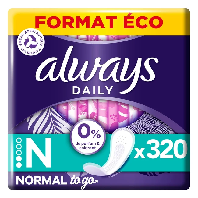Protge-slips Always Daily Normal 320 - Sans Parfum - Format Eco