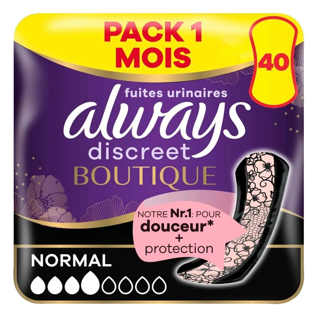 Serviettes Always Discreet Boutique Incontinence Femme - Pack 40 - Protection Ab
