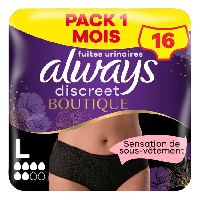 Culottes Incontinence Femme Always Discreet Boutique - Pack 16  6 Gouttes - Tai