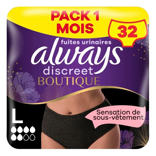 Culottes Incontinence Femme Always Discreet Boutique 32 - Taille L Noire - Prote