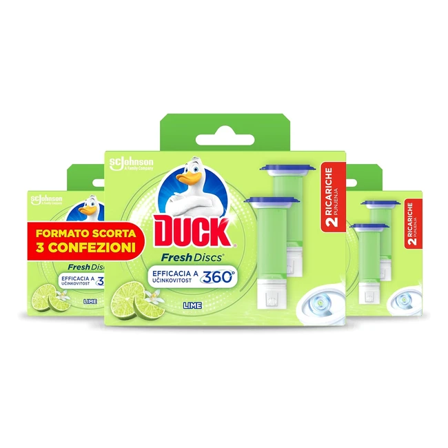 Duck Fresh Discs Dischi Gel Igienizzanti WC Fragranza Lime - Formato Scorta da 6