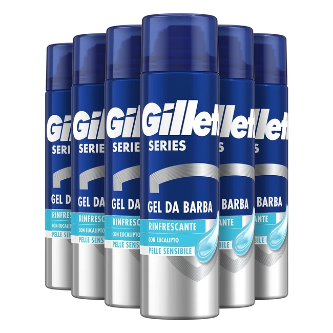 Gillette Series Gel da Barba Rinfrescante con Eucalipto 200ml x6 - Protezione Pe