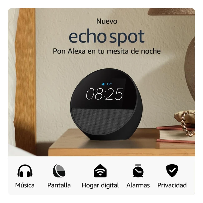Nuevo Amazon Echo Spot 2024 - Despertador Inteligente con Sonido de Calidad y Al