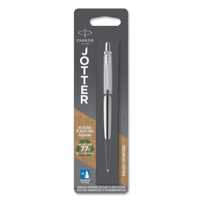 Stylo Parker Jotter Acier Inoxydable - Rf1234 - Attributs Chroms - Emball
