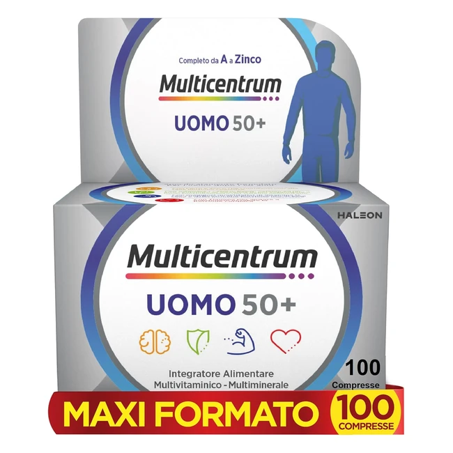 Multicentrum Uomo 50 Integratore Alimentare Vitamine D3 Supporto Stanchezza 100 