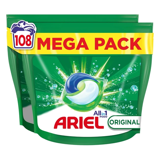 Ariel Pods 108 Lavados Detergente Todo en 1 - Original Jabn 5 Acciones