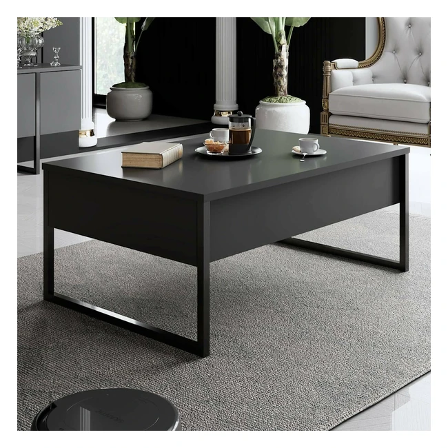 Tavolino da salotto Canis - Design moderno - 90x60h40 cm - Antracite e Nero
