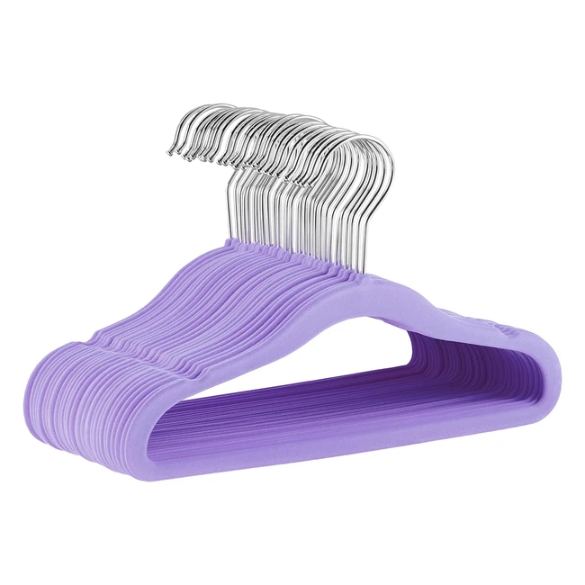 Amazon Basics Kids Velvet Nonslip Clothes Hangers Pack of 30 Purple - Strong  D