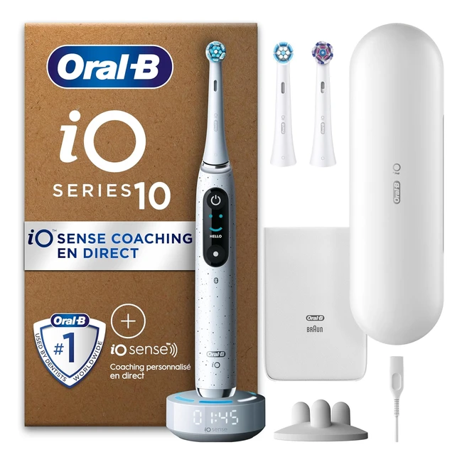 Brosse  dents lectrique OralB io10 - Blanche - 3 brossettes - 1 tui de voyag