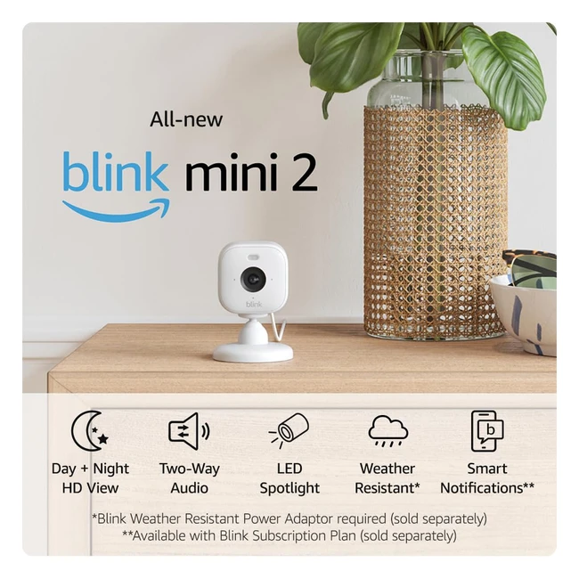 Blink Mini 2 Smart Security Camera HD Night View in Colour - Motion Detection - 