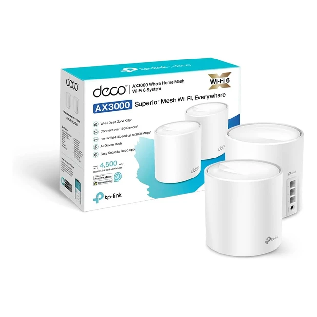 TP-Link Deco X50 AX3000 Whole Home Mesh WiFi 6 System Dual-Band 4500 ft2 Coverag