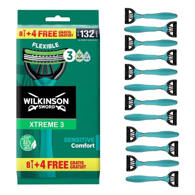 Rasoio Wilkinson Sword Xtreme 3 Sensitive - Confezione da 84 - Usa e Getta - Uom