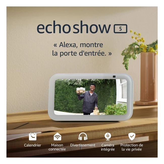 Echo Show 5 3e gnration - cran tactile compact avec Alexa - Contrle mais