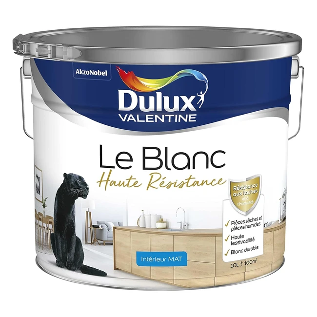 Peinture Blanche Haute Rsistance Dulux Valentine - Mat Blanc 10L