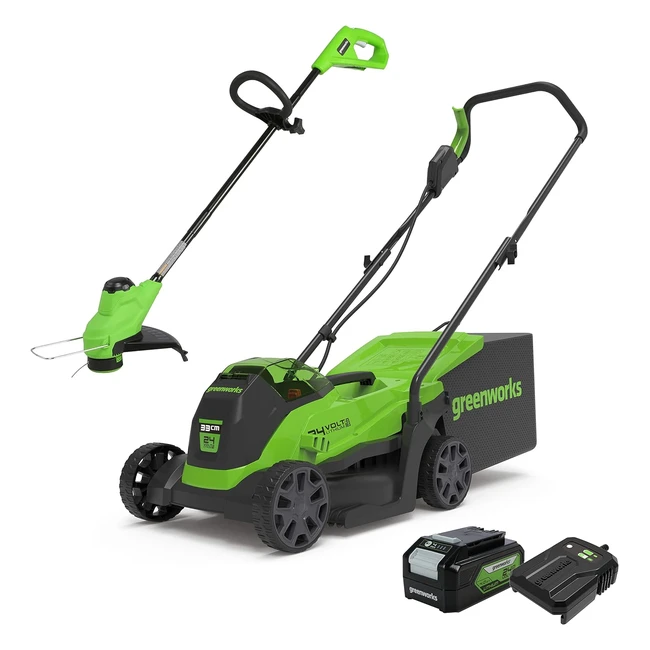 Greenworks Electric Lawn Mower 24V 33cm 30L Grass Catcher Box GD24LM33  Cordles