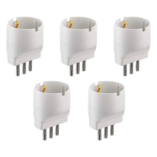 Set adattatori da schuko a spina piccola bianco 5pz - Electraline 92292