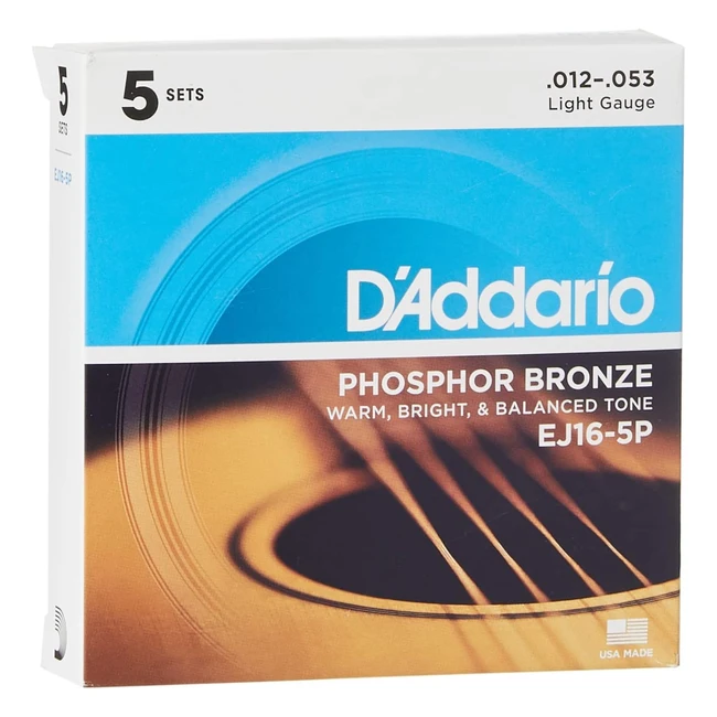 DAddario EJ165P Phosphor Bronze Acoustic Guitar Strings - Rich Full Tonal Spect