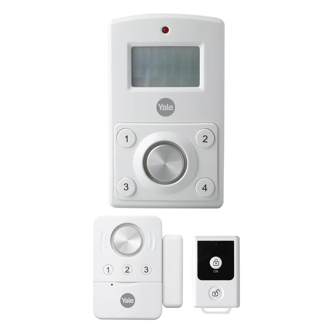 Yale Mini Wireless Alarm Kit 130 dB Siren Motion Detector 4 Digit Pin Code Door 