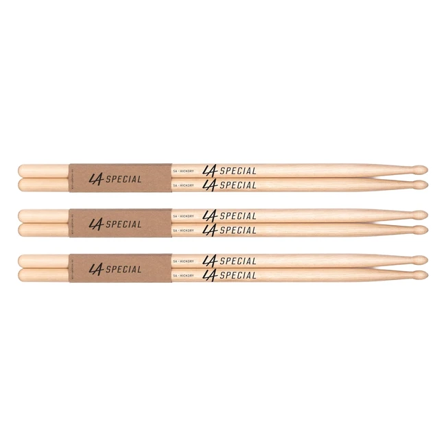 LA Specials Drum Sticks 5A Hickory Drumsticks Set - Oval Wood Tip