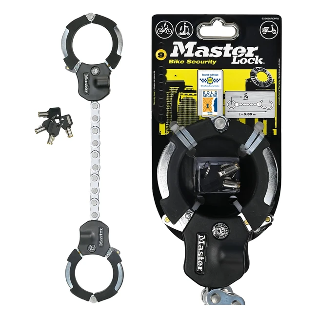 Master Lock Police Approved Bike Lock  Hardened Laminated Steel  4 Keys  550 