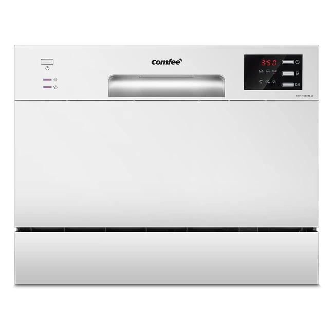 Comfee KWHTD602EW Freestanding Compact Dishwasher LED Display 65L White Noise Le