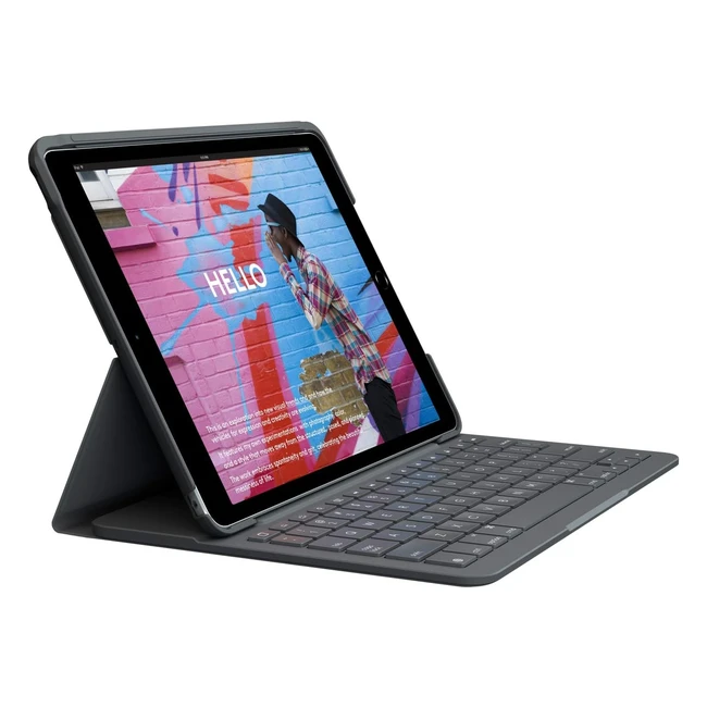Logitech Slim Folio Keyboard Case for iPad 7th 8th 9th Gen  UK Layout  Graphit
