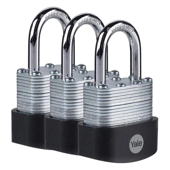 Yale Y125B401223 High Security 40mm Laminated Steel Padlock Pack of 3 - Open Har