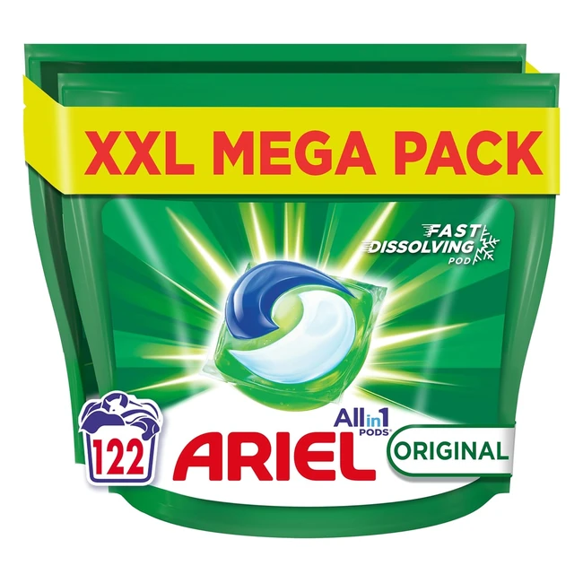 Ariel Allin1 Pods 122 Washes Laundry Detergent Capsules - Outstanding Stain Remo