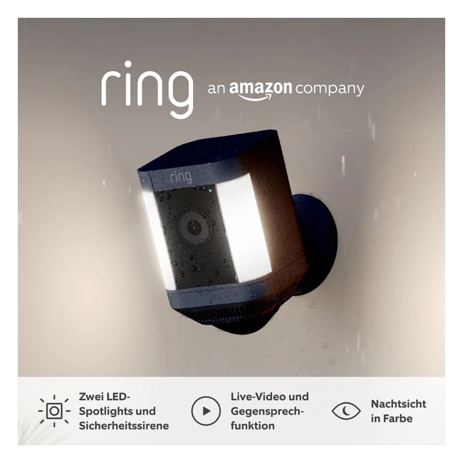 Ring Spotlight Kamera Plus Akku - HD Video LED Flutlicht Nachtsicht Bewegungs