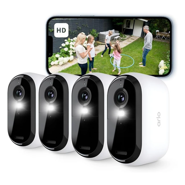 Arlo Essential 2 HD Überwachungskamera Outdoor WLAN kabellos 1080p Farbnachtsicht Bewegungssensor Sirene 2-Wege-Audio Smart Home Set of 4