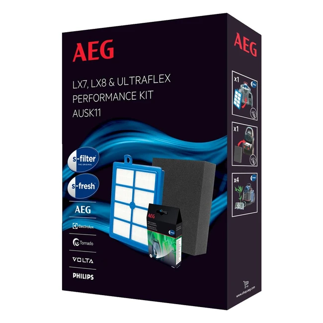 AEG AUSK11 Performance Kit fr LX7 LX8 1 Allergy Plus Filter 1 Feinstaubfilter EF129 Waschbar 4er Pack S-Fresh Duftgranulat Verbesserte Saugleistung