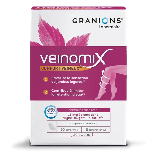 Granions Veinomix - Sensation Jambes Lgres - Vigne Rouge - Piloselle - Vitamines