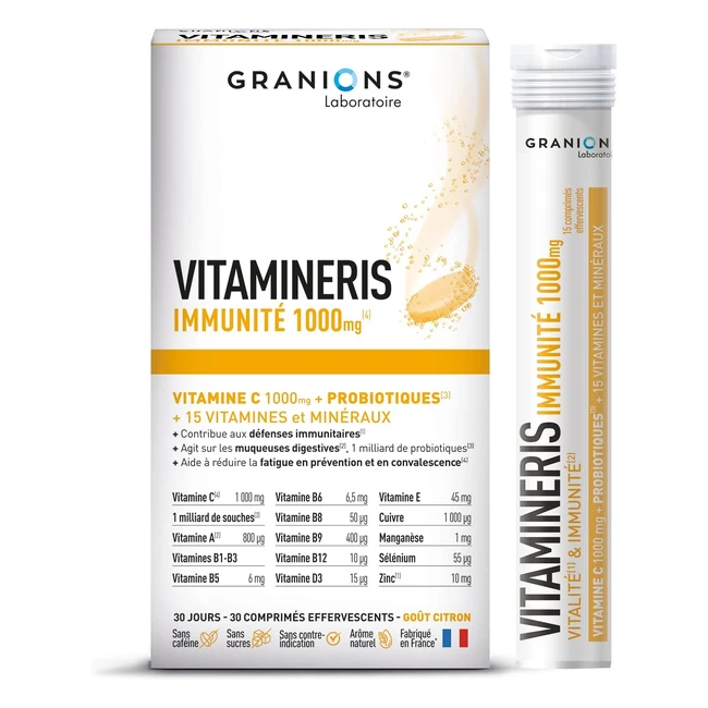 Granions Immunit 1000mg - Vitamine C Probiotiques 1 Milliard de Souche