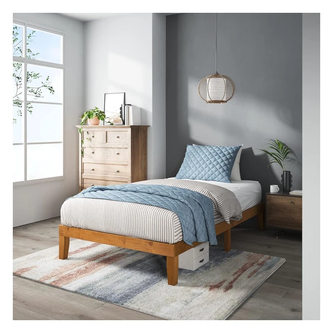 Lit Zinus Alexia 90x190 cm - Cadre de lit en bois avec tete de lit - Rustic Pine