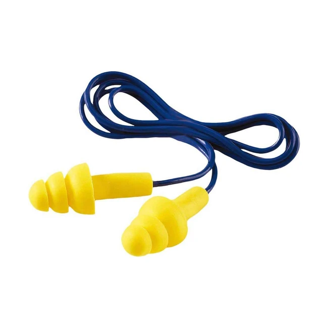 3M Ear Ultrafit Earplugs 32 dB Corded 50 Pairs Box UF01000 Yellow - Comfortable 