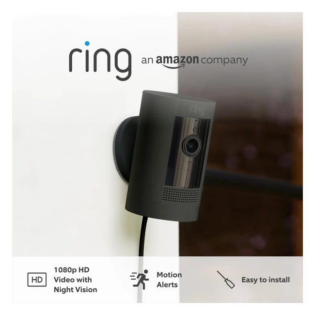 Certified Refurbished Ring Outdoor Camera Plugin Stick Up Cam - HD Outdoor Secur