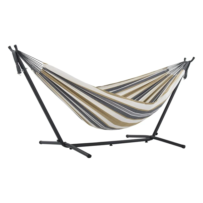 Vivere UHSDO825 Double Cotton Hammock with Steel Stand - Desert Moon