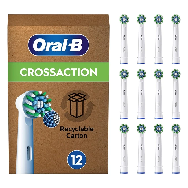 OralB Pro Cross Action Electric Toothbrush Head xShape Pack of 12 - Deeper Plaqu