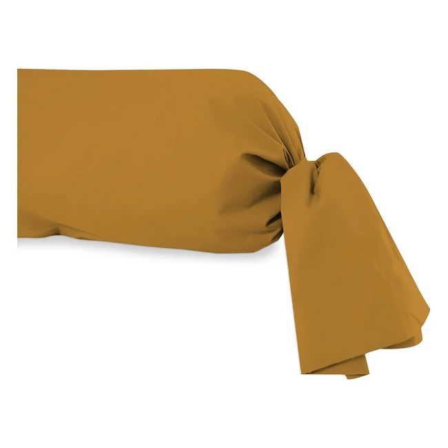 Taie de traversin coton uni moutarde 45x185 - Soleil d'Ocre TTRAV