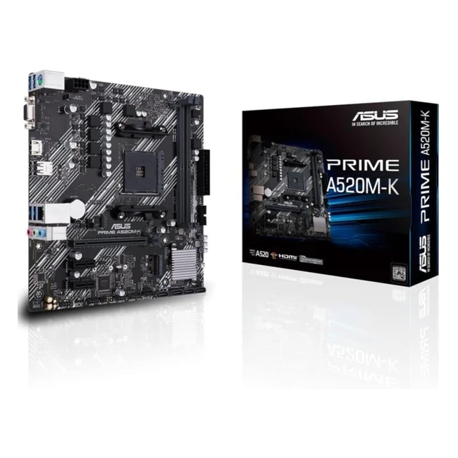 ASUS Prime A520MK AMD AM4 mATX Motherboard 64GB DDR4 2 x DIMM Dsub HDMI PCIe