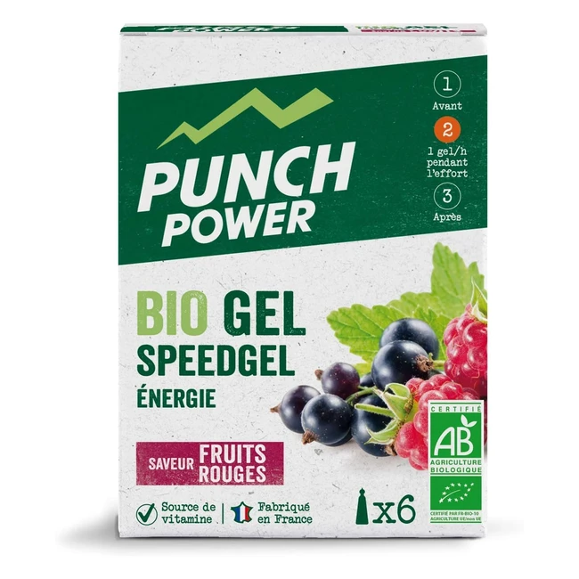 Punch Power Speedgel Fruits Rouges - Gel Energetique Bio - Bote 6 Gels x 25g
