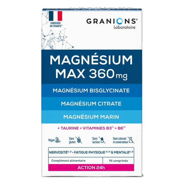 Magnesium Max 360 mg Granions - Action 24h - 90 comprims