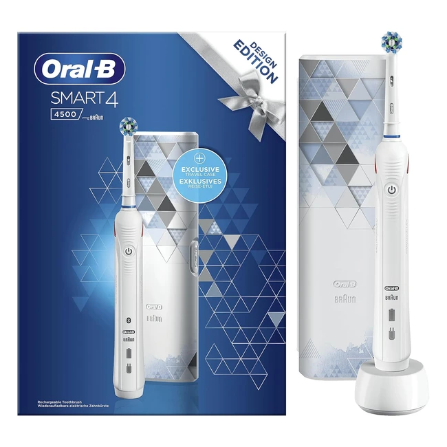 OralB Spazzolino Elettrico Smart 4 4500 Bianco - Design Esclusivo - Bluetooth